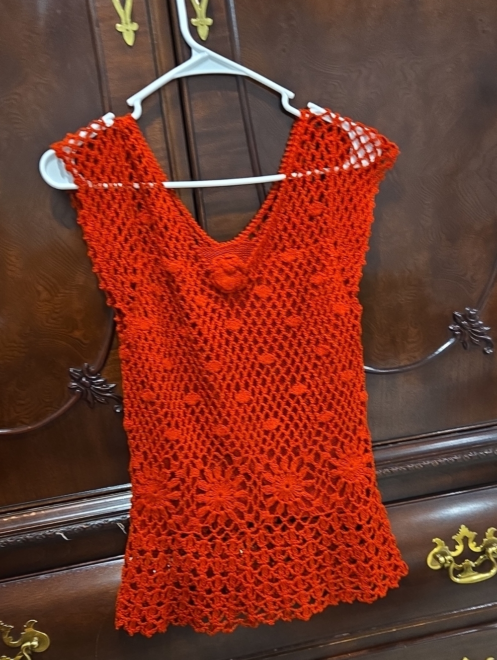 Handmade Crochet Red Sleeveless Top